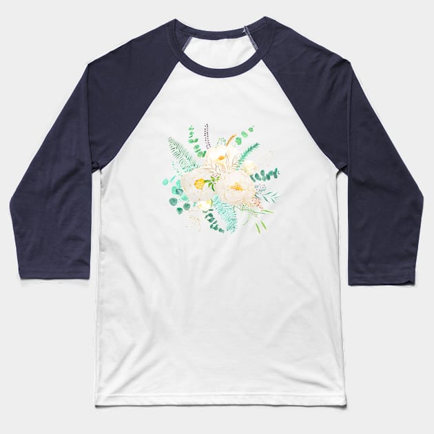 white peony flower arrangement Baseball T-Shirt by colorandcolor